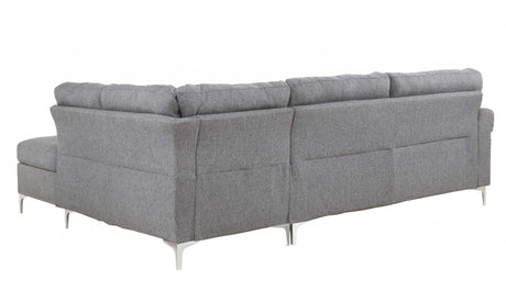Polyester L Shaped Two Piece Sofa and Chaise Sectional in Gray