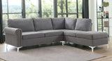 Polyester L Shaped Two Piece Sofa and Chaise Sectional in Gray