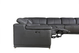 Gray Italian Leather Power Reclining 8-Piiece Corner Sectional with Console