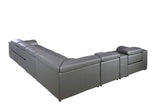 Gray Italian Leather Power Reclining 8-Piiece Corner Sectional with Console