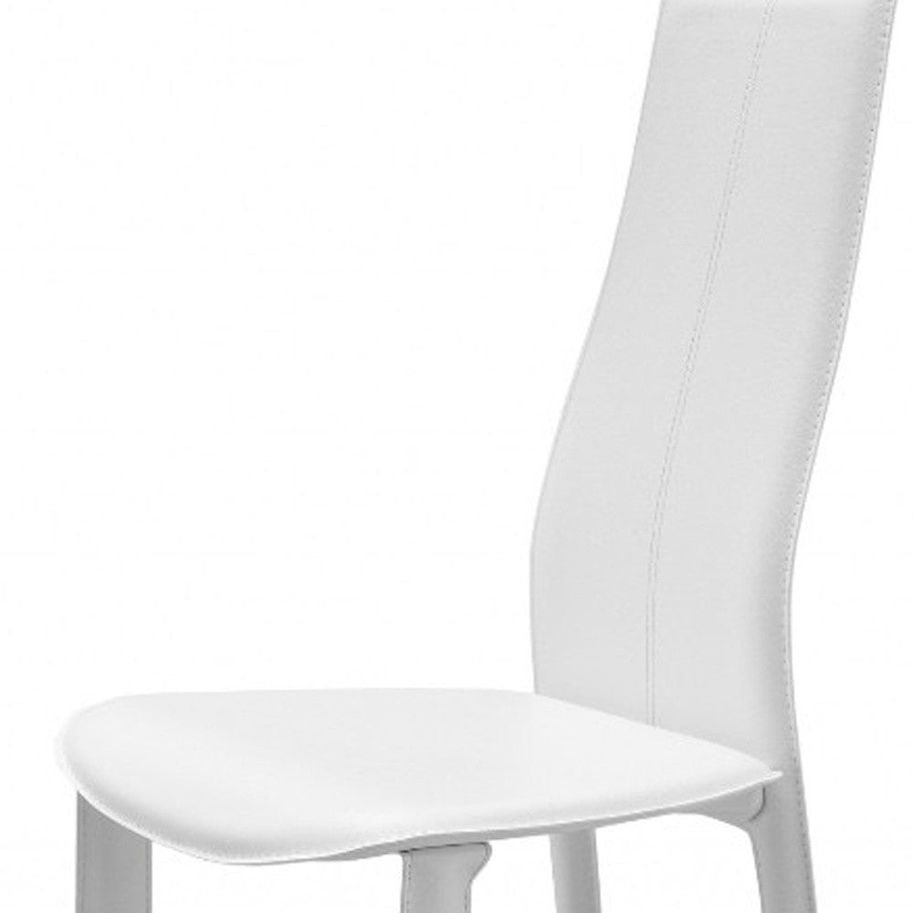 Set Of 4 Modern Dining White Faux Leather Dining Chairs