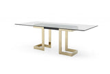 Polished Gold Glass Stainless Steel Dining Table