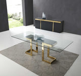 Polished Gold Glass Stainless Steel Dining Table