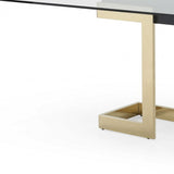 Polished Gold Glass Stainless Steel Dining Table