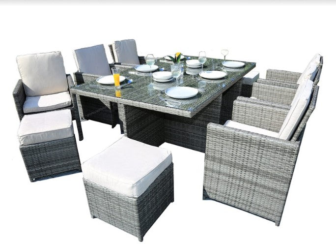 Gray 11-Piece Outdoor Dining Set with Cushions
