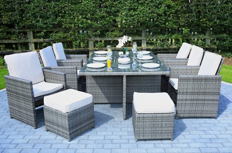 Gray 11-Piece Outdoor Dining Set with Cushions