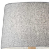 Natural Wood Tripod Base With Grey Felt Tapered Drum Shade Table Lamp