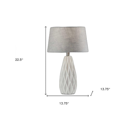 Set Of 2 White Ceramic Geometric Base Table Lamp
