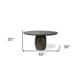 60" Round Brown Solid Wood Top And Base Dining Table