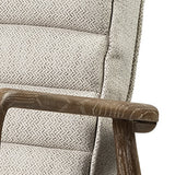 Cream Fabric Wrapped Medium Brown Accent Chair With Wooden Frame