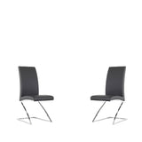 Set Of 2 Modern White Faux Leather And Chrome Dining Chairs