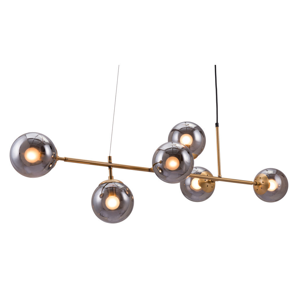 Gold Kitchen Island Six Light Metal Dimmable Ceiling Light