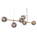 Gold Kitchen Island Six Light Metal Dimmable Ceiling Light