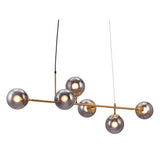 Gold Kitchen Island Six Light Metal Dimmable Ceiling Light