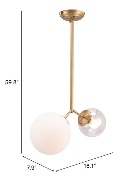 Gold Shaded Two Light Metal Dimmable Ceiling Light