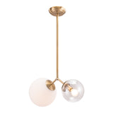 Gold Shaded Two Light Metal Dimmable Ceiling Light