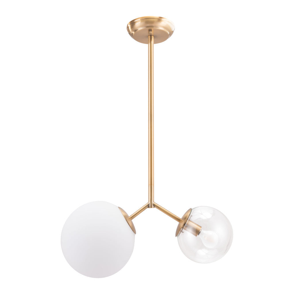 Gold Shaded Two Light Metal Dimmable Ceiling Light