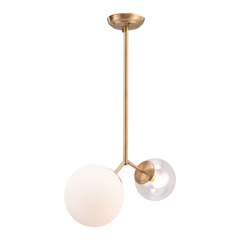 Gold Shaded Two Light Metal Dimmable Ceiling Light