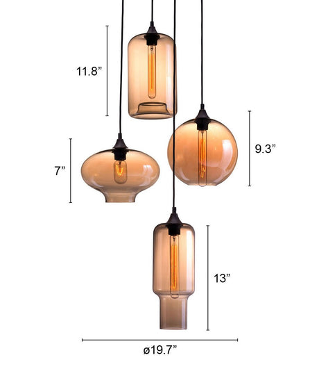 Amber Lantern 4 Light Metal Dimmable Ceiling Light