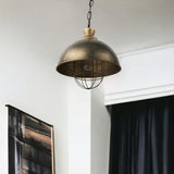 Distressed Bronze Metal Dome Hanging Light