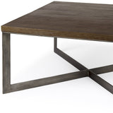 34" Brown Solid Wood Square Coffee Table