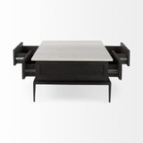 Dark Brown Wood And Marble Coffee Table