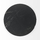 48" Black And Gold Genuine Marble And Iron Round Coffee Table