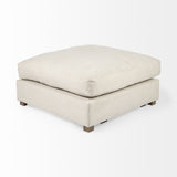 39" Versatile Beige Polyester and Brown Cocktail Ottoman