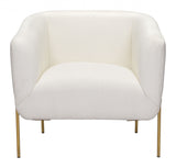 31" Ivory and Gold Textural Upholstered Accent Armchair