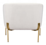 31" Ivory and Gold Textural Upholstered Accent Armchair