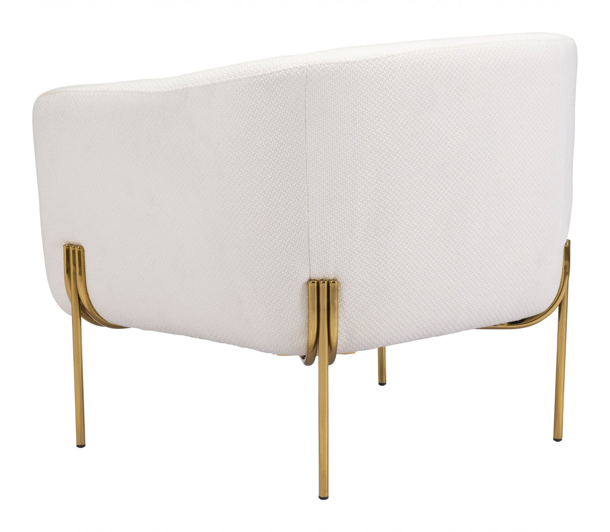 31" Ivory and Gold Textural Upholstered Accent Armchair