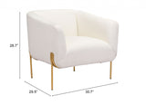 31" Ivory and Gold Textural Upholstered Accent Armchair