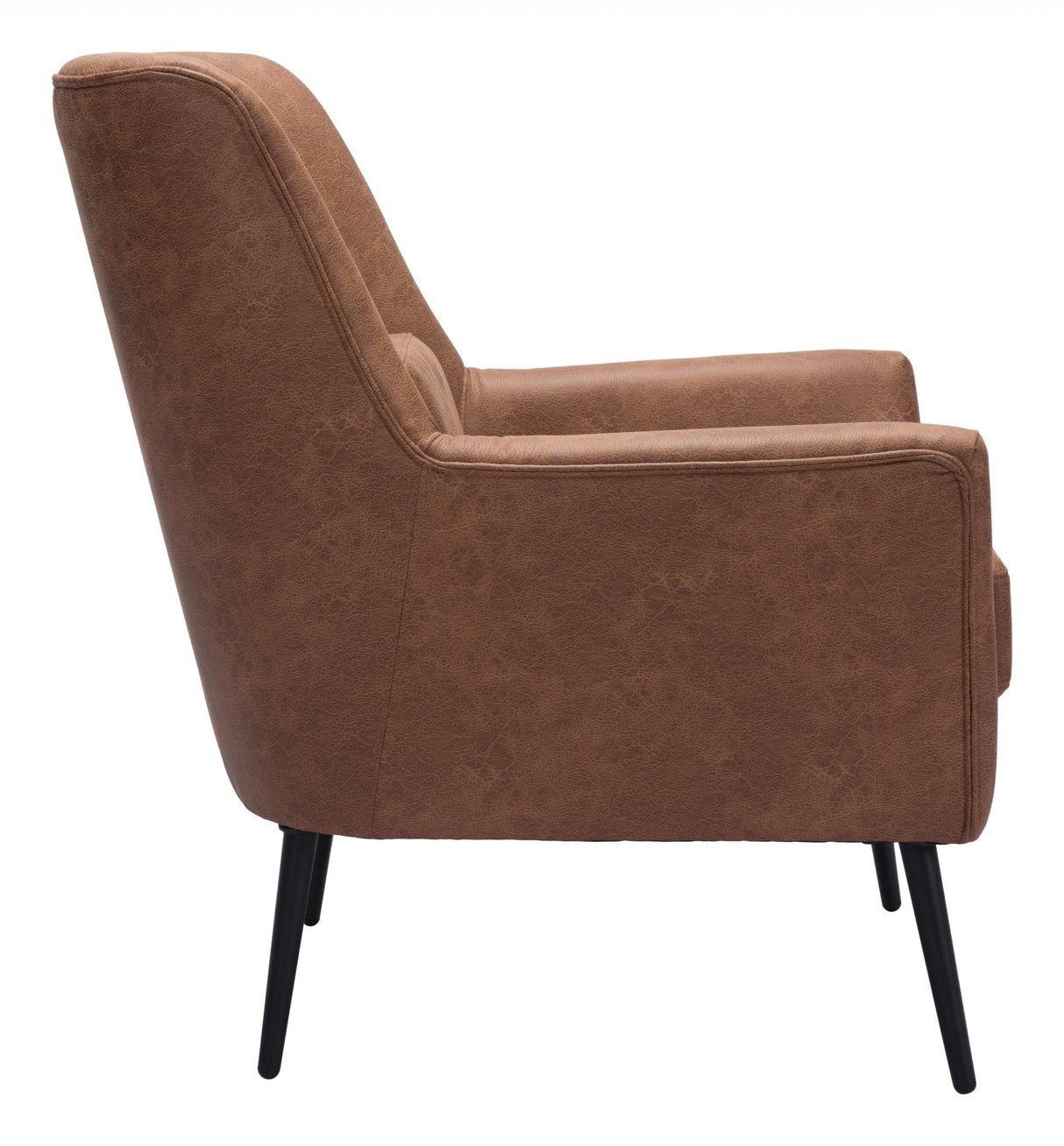 29" Brown Faux Leather And Gold Arm Chair