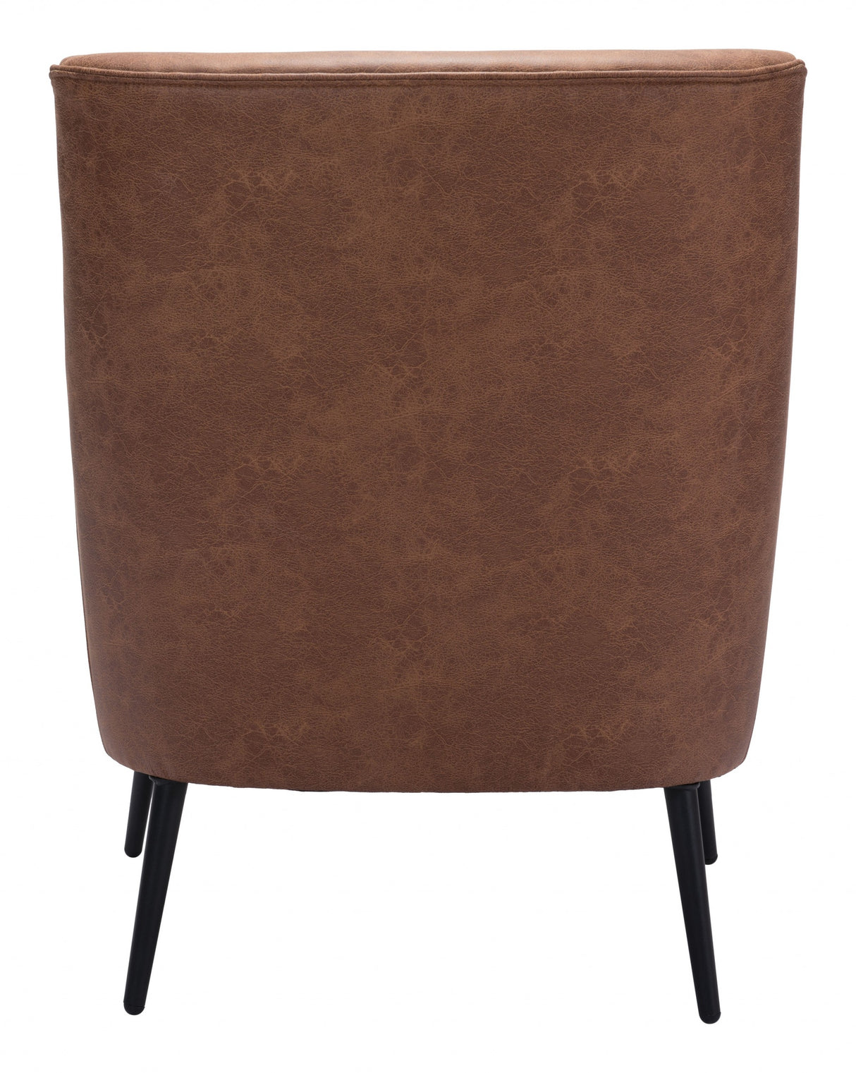 29" Brown Faux Leather And Gold Arm Chair