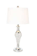 Set of 2 Silver and Faux Crystal Metal Table Lamps