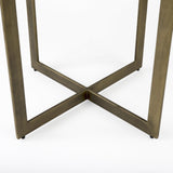 Modern Square Wood and Gold Dining Table