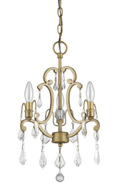 Claire 3-Light Antique Gold Convertible Mini Chandelier