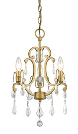 Claire 3-Light Antique Gold Convertible Mini Chandelier