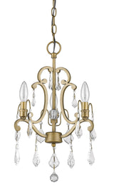 Claire 3-Light Antique Gold Convertible Mini Chandelier