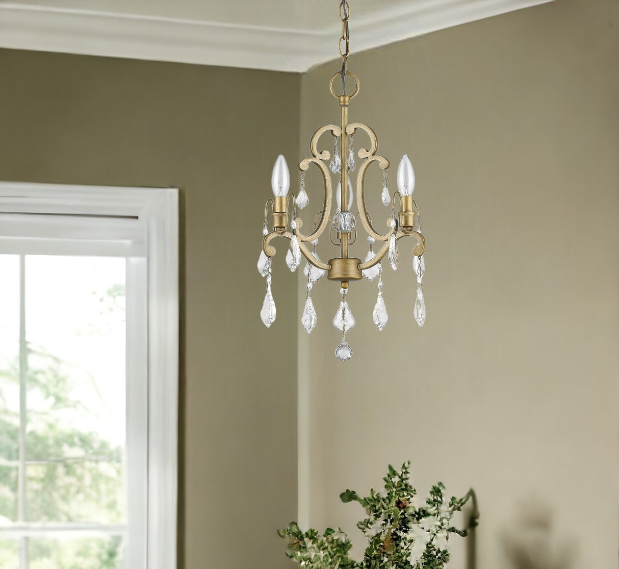 Claire 3-Light Antique Gold Convertible Mini Chandelier