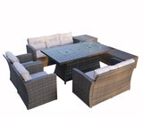 Elle 7-Piece Patio Conversation Set with Firepit and Ice bucket