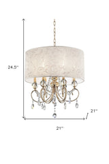 Brass Gold Finish Ceiling Lamp with Crystal Accents