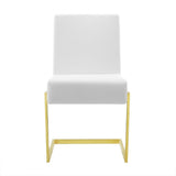 Set of Two White Gold Modern Dining Chairs