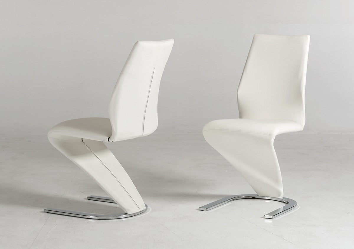 White Faux Leather Modern Dining Chairs (Set of Two)