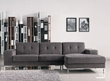 Gray Polyester L Shaped Two Piece Sofa and Chaise Sectional