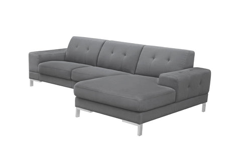 Gray Polyester L Shaped Two Piece Sofa and Chaise Sectional