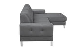 Gray Polyester L Shaped Two Piece Sofa and Chaise Sectional