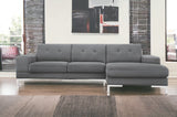 Gray Polyester L Shaped Two Piece Sofa and Chaise Sectional