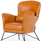 35" Carmel Brown Faux Leather Shelter Style Accent Chair