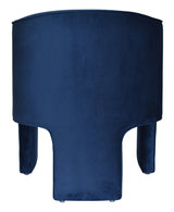 28" Contemporary Royal Blue Gray Velvet Three Legged Chair